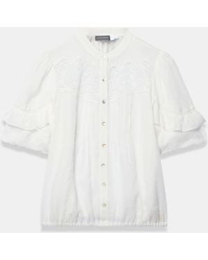 Mint Velvet Crochet Detail Blouse - White