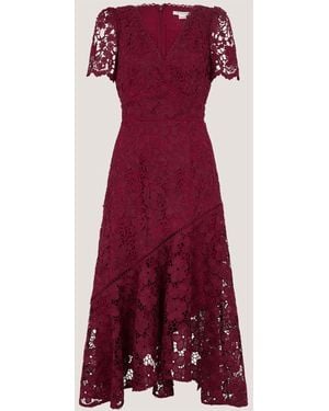 Monsoon Gia Cutwork Lace Midi Dress - Red