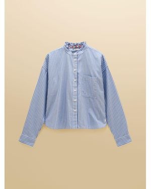 Joules Cropped Oxford Shirt - Blue