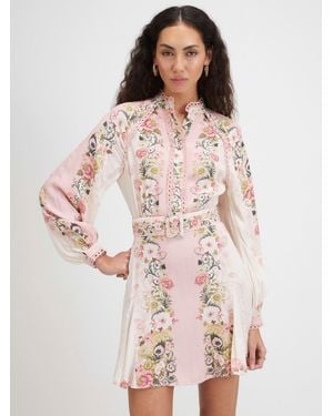 River Island Floral Print Lace Detail Shirt Dress - Pink