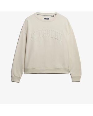 Superdry Athletic Essentials Tonal Applique Crew Neck Sweatshirt - White