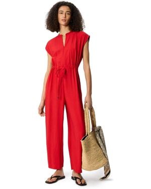 Whistles Petite Sleeveless Drawstring Jumpsuit - Red