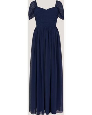 Monsoon Evelyn Bardot Maxi Bridesmaid Dress - Blue