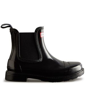HUNTER Commando Gloss Chelsea Wellies - Black