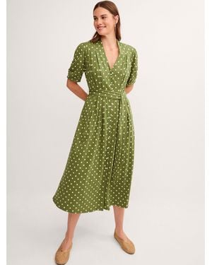 Monsoon Kasey Polka Dot Jersey Midi Dress - Green