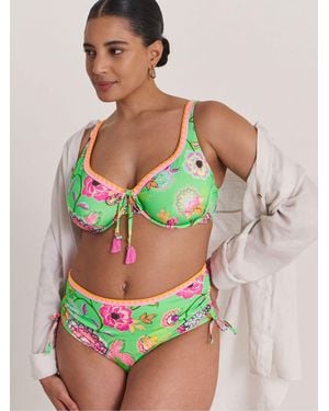 Figleaves Floral Adjustable Leg Bikini Bottoms - Green