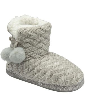 Dunlop Gestrickte Damen-Stiefel-Pantoffeln - Grau