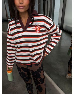 Never Fully Dressed Chocolate Stripe Rugby Sweatshirt - Grey