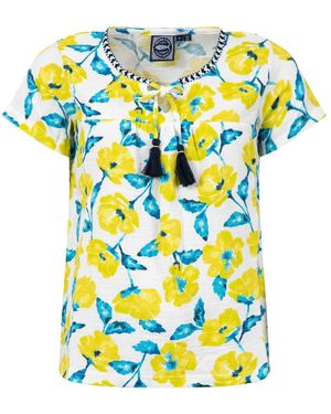 Weird Fish Sofia Printed Cheesecloth Blouse - Blue