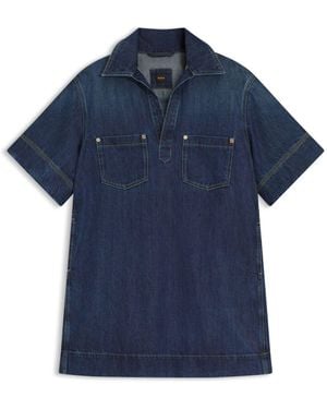BOSS Oversize Denim Mini Dress - Blue