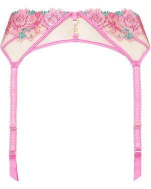 Ann Summers Ann Summers Caged Rose Floral Print Embroidery Suspender Belt - Pink