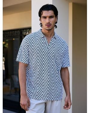 Mauvais Marlin Textured Relaxed Polo Shirt - Blue