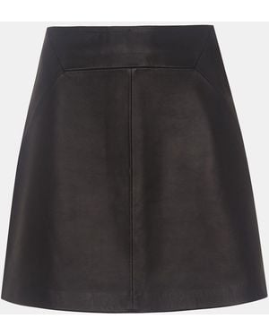 Whistles Leather A Line Skirt - Black