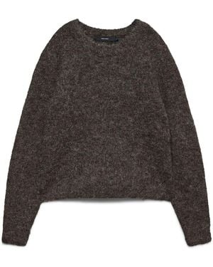 Vero Moda Round Neck Cozy Knitted Sweater - Brown