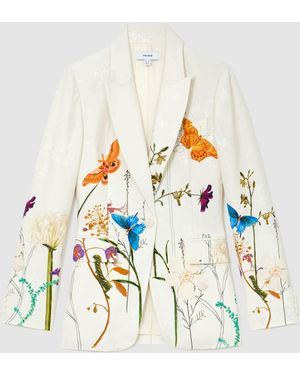 Reiss Frankie Nybg Printed Single-Breasted Suit Blazer - White