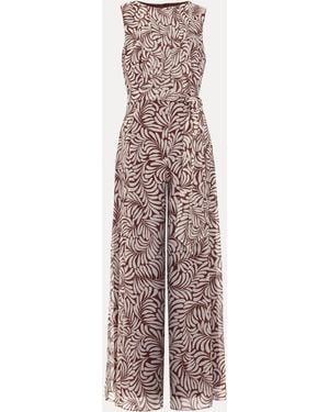Phase Eight Petite Janine Leaf Jumpsuit - Brown