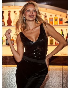 Sosandar Sequin Vest Top - Orange