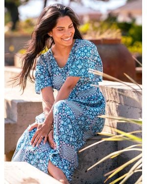 Brakeburn Folk Floral Patchwork Dress - Blue
