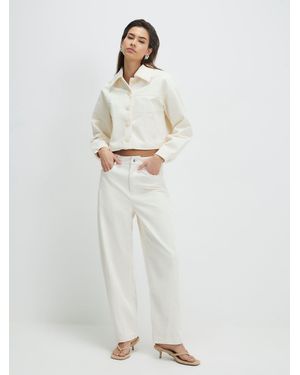 River Island River Island Corduroy Barrel Leg Pants - White