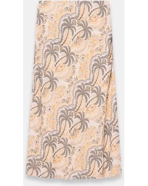 Mint Velvet Palm Print Slip Skirt - Natural