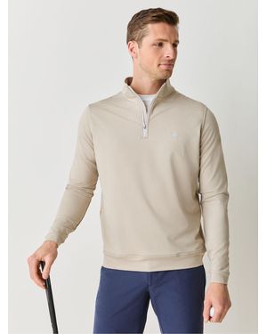 Peter Millar Perth Melange Performance Quarter-Zip Shirt - Natural