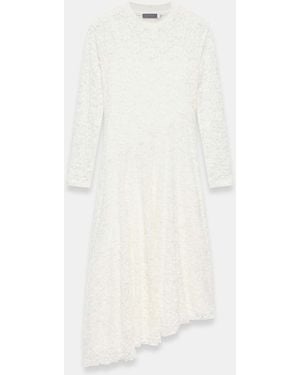 Mint Velvet Lace Full Asymmetric Long Sleeved Midi Dress - White