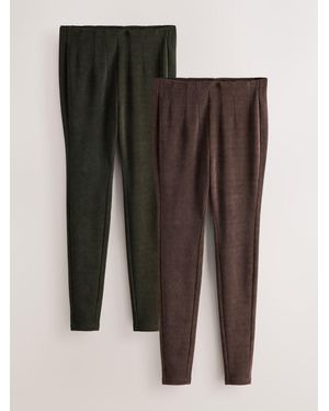 Next Chocolate/Khaki Cord Leggings 2 Pack - Black