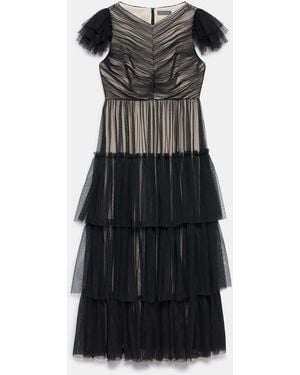 Mint Velvet Layered Tulle Maxi Dress - Black