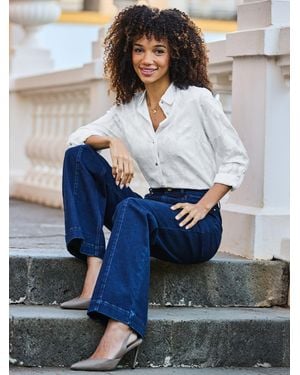 Sosandar Floral Sheer Shirt - Blue