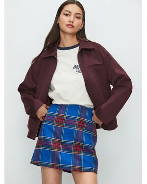 Next Check Mini Skirt With Wool - Blue