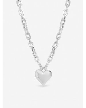 Mood Tone Polished Heart Necklace - White