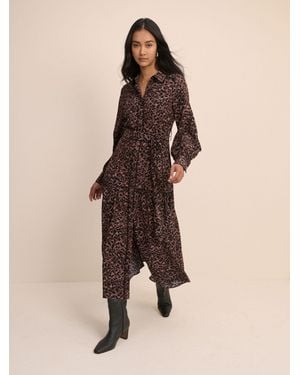 Nobody's Child Nobodys Child Leopard Print Brooklyn Shirt Midi Dress - Natural