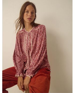 Monsoon Katrina Long Sleeve Floral Print Top Pink - Red