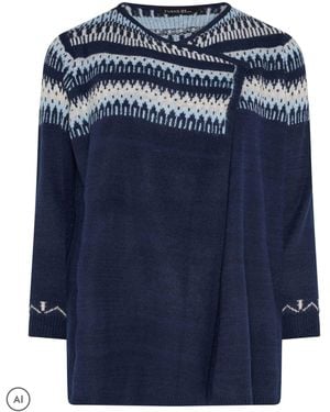 Evans Fairisle Waterfall Cardigan - Blue