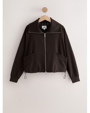 Self Full Zip Viscose Blend Jacket - Black