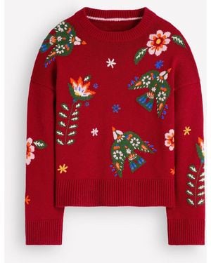 Boden Ella Embroidered Knit Sweater