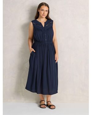 Evans Sleeveless Macrame Midi Dress - Blue