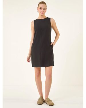 Roman Seam Detail Pocket Shift Dress - Black