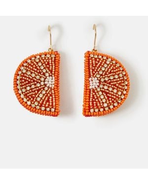 Accessorize Beaded Slice Drop Earrings - Red