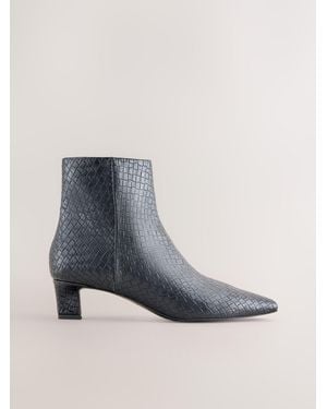 Next Forever Comfort Chisel Toe Weave Heeled Boots - Blue