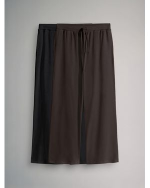 The Set 2 Pack Ribbed Jersey Wide Leg Joggers/Chocolate - Black