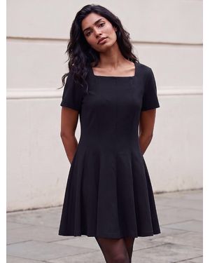 Roman Square Neck Panel Dress - Blue
