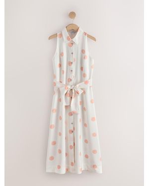 Next Halter Shirt Midi Belted Dress - Natural