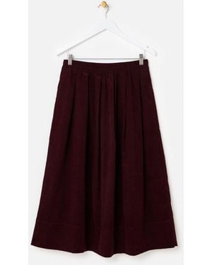 Oliver Bonas Corduroy Elasticated Waist Midi Skirt - Red