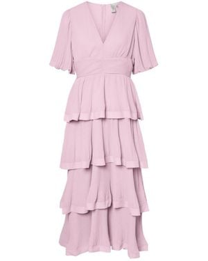 Y.A.S Y. A.S Y. A.S Short Sleeve Ruffle Maxi Dress - Pink