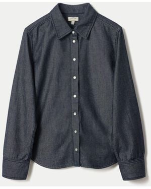 Jigsaw Washed Denim Button Down Shirt - Blue