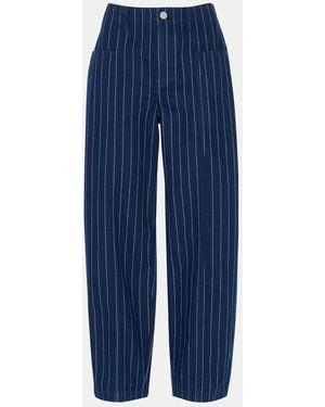 Whistles 100% Cotton Pinstripe Barrel Leg Jeans - Blue