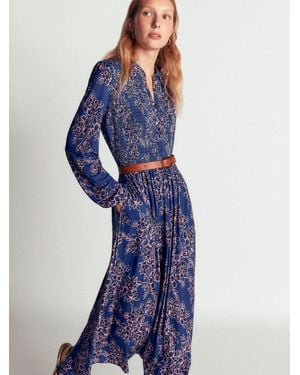 Boden Smocked Jersey Shirt Dress - Blue
