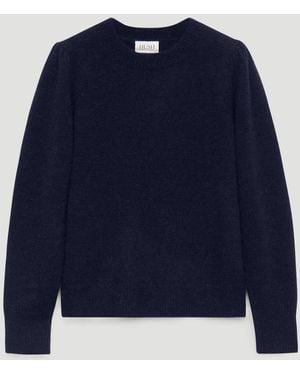 Hush Gathered Shoulder Wool Blend Sweater - Blue