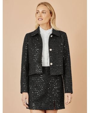 Yumi' Boucle Sequin Mini Skirt - Black